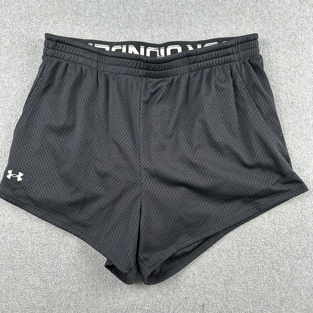 Under Armour Shorts Womens Medium Black Mesh Athletic Loose‎ Fit Gym Running